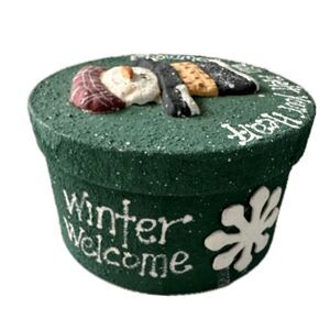 Snowmen Will Melt Your Heart Textured Snowman Winter Welcome Round Container